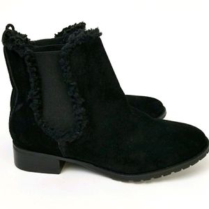 Talbots Womens Size 5.5 Black Suede Leather Fleece Lined Ankle Boots